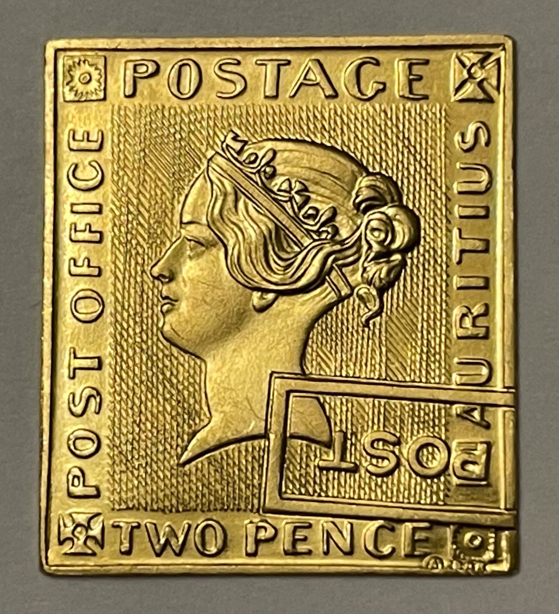 Gold Medal 2 Pence POST OFFICE POSTAGE MAURITIUS Numis Go